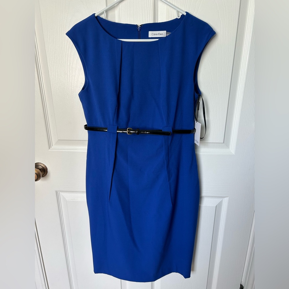 Calvin Klein NWT Blue Sleeveless Formal Pleated Midi Dress Size 10